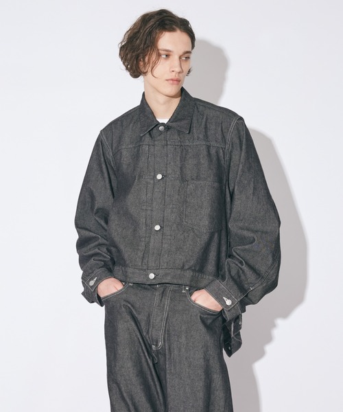 beautiful people(ビューティフルピープル)の「double-end left hand twill denim blouson(デニムジャケット・レディース・インディゴブルー/ブラック・38)」の1枚目の写真