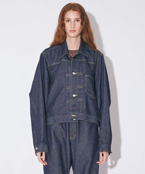 beautiful people(ビューティフルピープル)の「double-end left hand twill denim blouson(デニムジャケット・レディース・インディゴブルー/ブラック・38)」の6枚目の写真