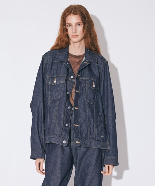 beautiful people(ビューティフルピープル)の「double-end left hand twill denim blouson(デニムジャケット・レディース・インディゴブルー/ブラック・38)」の9枚目の写真