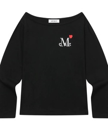 MUCENT | ラブリッツミニハートロゴワンショルダー長袖Tシャツ（2カラー）(Tシャツ/カットソー)