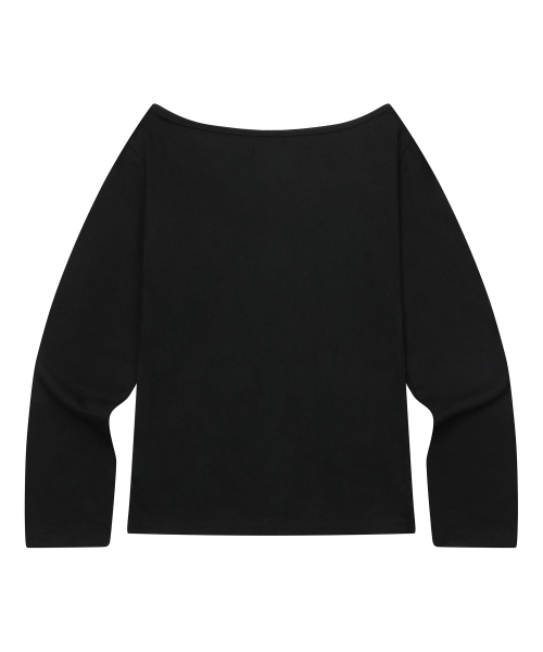 MUCENT（ムセント）の「ラブリッツミニハートロゴワンショルダー長袖Tシャツ（2カラー）（Tシャツ/カットソー・レディース・ブラック/ホワイト・FREE）」の3枚目の写真