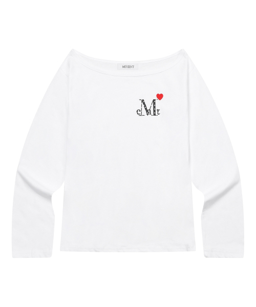 MUCENT（ムセント）の「ラブリッツミニハートロゴワンショルダー長袖Tシャツ（2カラー）（Tシャツ/カットソー・レディース・ブラック/ホワイト・FREE）」の6枚目の写真