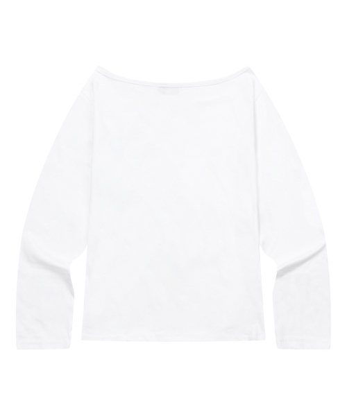 MUCENT（ムセント）の「ラブリッツミニハートロゴワンショルダー長袖Tシャツ（2カラー）（Tシャツ/カットソー・レディース・ブラック/ホワイト・FREE）」の7枚目の写真