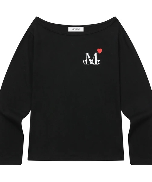 MUCENT(ムセント)の「ラブリッツミニハートロゴワンショルダー長袖Tシャツ(2カラー)(Tシャツ/カットソー・レディース・ブラック/ホワイト・FREE)」の12枚目の写真