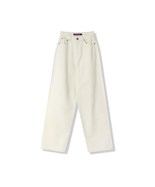 Vivacious(ビバシャス)の「Minimal Straight Jeans CREAM(デニムパンツ・レディース・アイボリー・LARGE/MEDIUM/SMALL)」の1枚目の写真