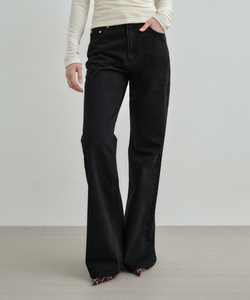 MONGDOL(モンドル)の「ナチュラルセミブーツカットデニムパンツブラックMDPT059BLACK(デニムパンツ・レディース・その他・SMALL/MEDIUM/LARGE)」の6枚目の写真