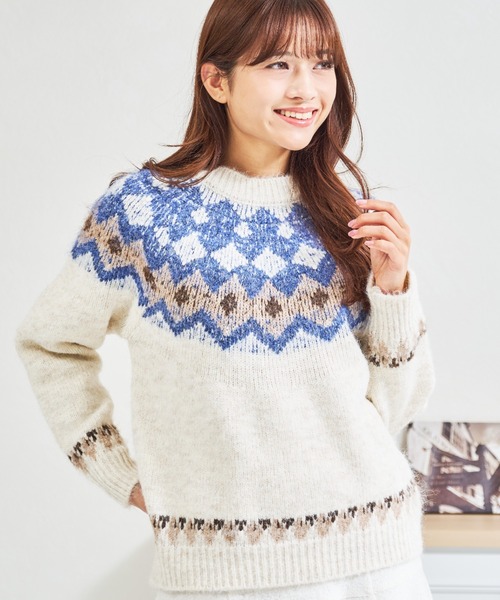MISCH MASCH(ミッシュマッシュ)の「ZOZO限定 ノルディック柄ふわもこニット(ニット/セーター・レディース・ホワイト・フリ-)」の3枚目の写真