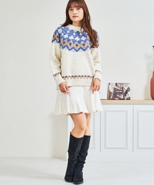 MISCH MASCH(ミッシュマッシュ)の「ZOZO限定 ノルディック柄ふわもこニット(ニット/セーター・レディース・ホワイト・フリ-)」の7枚目の写真