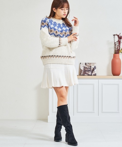 MISCH MASCH(ミッシュマッシュ)の「ZOZO限定 ノルディック柄ふわもこニット(ニット/セーター・レディース・ホワイト・フリ-)」の8枚目の写真