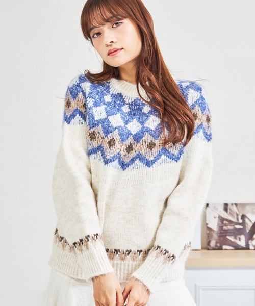 MISCH MASCH(ミッシュマッシュ)の「ZOZO限定 ノルディック柄ふわもこニット(ニット/セーター・レディース・ホワイト・フリ-)」の16枚目の写真