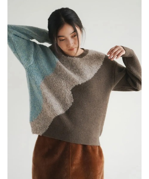 FIKA.（フィーカ）の「Nuance mix knit pullover（ニット/セーター・レディース・ピンク系その他2/ブルー・MEDIUM）」の2枚目の写真