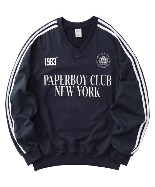 PAPERBOY(ペーパーボーイ)の「Vネックトラックスウェットシャツ-ネイビー(スウェット・レディース・その他・LARGE/MEDIUM)」の1枚目の写真