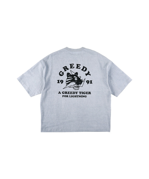 OURPOCKETS(アワーポケッツ)の「グリッドピグメントタイガー6部オーバーサイズTシャツ(スモークブルー)(Tシャツ/カットソー・レディース・グレー・MEDIUM/X-LARGE)」の1枚目の写真