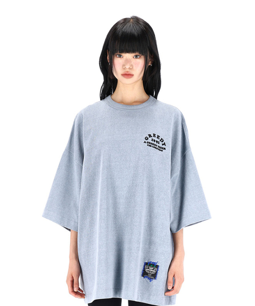 OURPOCKETS(アワーポケッツ)の「グリッドピグメントタイガー6部オーバーサイズTシャツ(スモークブルー)(Tシャツ/カットソー・レディース・グレー・MEDIUM/X-LARGE)」の2枚目の写真