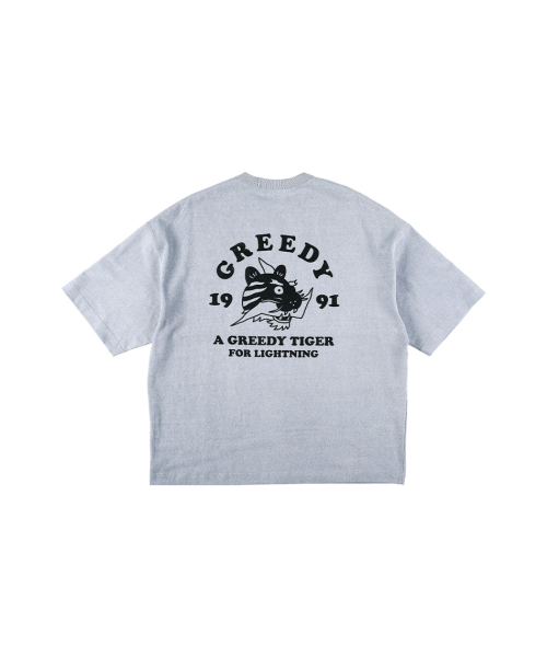 OURPOCKETS(アワーポケッツ)の「グリッドピグメントタイガー6部オーバーサイズTシャツ(スモークブルー)(Tシャツ/カットソー・レディース・グレー・MEDIUM/X-LARGE)」の3枚目の写真