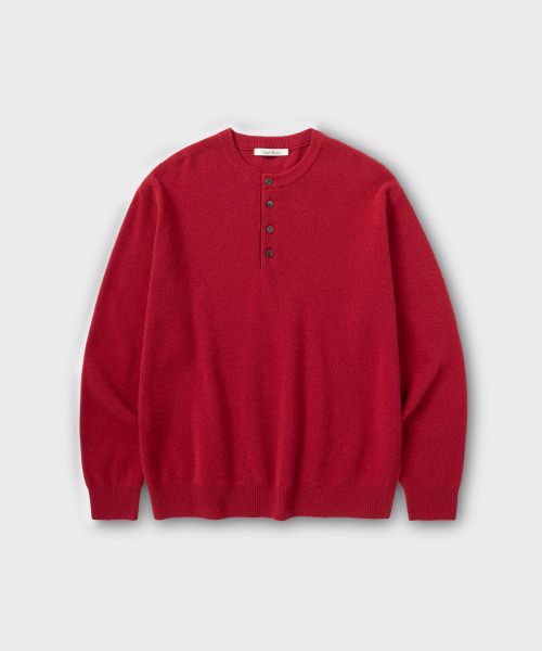 NONBLANK(ノンブランク)の「パインヤーンデイリーヘンリーネックニット_RED(ニット/セーター・メンズ・レッド・LARGE/MEDIUM/X-LARGE)」の1枚目の写真