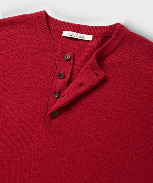 NONBLANK(ノンブランク)の「パインヤーンデイリーヘンリーネックニット_RED(ニット/セーター・メンズ・レッド・LARGE/MEDIUM/X-LARGE)」の4枚目の写真