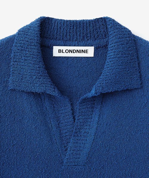 BLOND9(ブロンドナイン)の「テールヤンオープンカラ半袖ニット_ブルー(ニット/セーター・メンズ・ブルー・LARGE/MEDIUM/X-LARGE)」の3枚目の写真