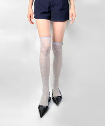ROMANTIC TIGER（ロマンチックタイガー）の「lace tied ribbon knee high stockings (skyblue)（タイツ/ストッキング）」