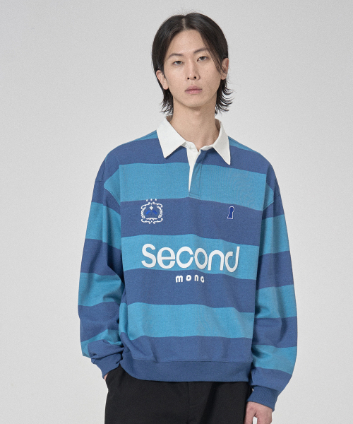 SECONDMONO（セカンドモノローグ）の「クラブロゴストライプポロスウェットシャツ[BLUE]_SETS020BLUE（ポロシャツ・レディース・その他・SMALL/MEDIUM/LARGE）」の4枚目の写真