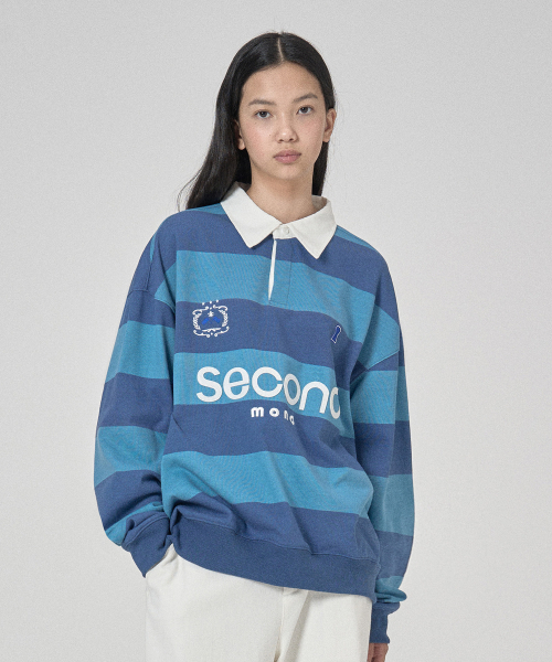 SECONDMONO（セカンドモノローグ）の「クラブロゴストライプポロスウェットシャツ[BLUE]_SETS020BLUE（ポロシャツ・レディース・その他・SMALL/MEDIUM/LARGE）」の5枚目の写真