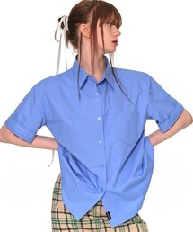 HALF COTTON OVERFIT SHIRTS (BLUE)