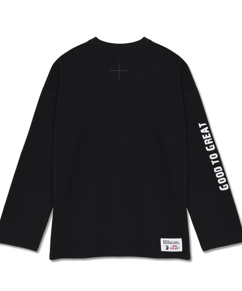 AOG PROJECT(エイオージープロジェクト)の「ヴィンテージレタリングロングスリーブ(ブラック)(Tシャツ/カットソー・メンズ・ブラック・LARGE/X-LARGE)」の2枚目の写真