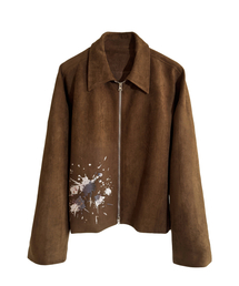 CORD（コード）の「Stain Embroidered Suede Jacket_BR（ライダースジャケット）」