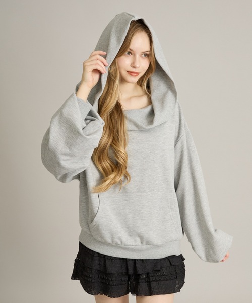 apres jour mignon(アプレジュールミニョン)の「フードオフショルスウェット(スウェット・レディース・杢グレー/ネイビー/ボルドー/ブラック・LARGE/フリー)」の21枚目の写真