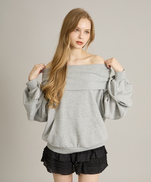 apres jour mignon(アプレジュールミニョン)の「フードオフショルスウェット(スウェット・レディース・杢グレー/ネイビー/ボルドー/ブラック・LARGE/フリー)」の22枚目の写真