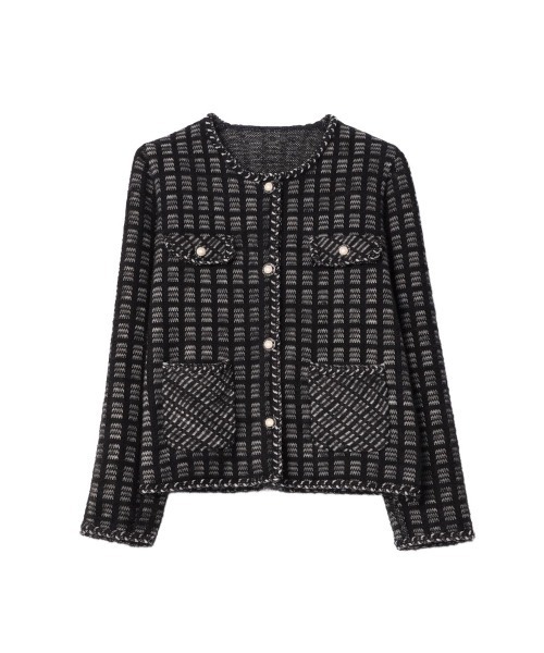 JilLA(ジルア)の「Pearl Knit Cardigan / パールニットカーディガン(ニット/セーター・レディース・ブラック・FREE)」の1枚目の写真