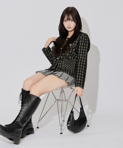 JilLA(ジルア)の「Pearl Knit Cardigan / パールニットカーディガン(ニット/セーター・レディース・ブラック・FREE)」の2枚目の写真