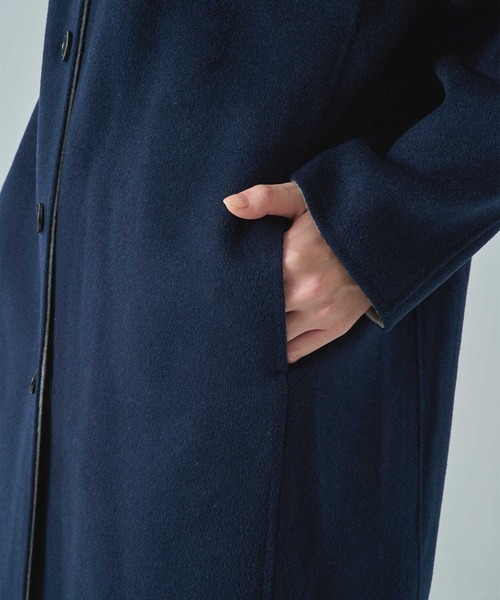 CASHMERE CASHMERE(カシミヤカシミヤ)の「【CASHMERE CASHMERE/カシミヤカシミヤ】CASHMERE/SILK/WOOL STAND OVER COAT/カシミヤシルクウールスタンドカラーオーバーコート/ロングコート(ステンカラーコート・レディース・ダークネイビー/ブラック・40/44)」の6枚目の写真