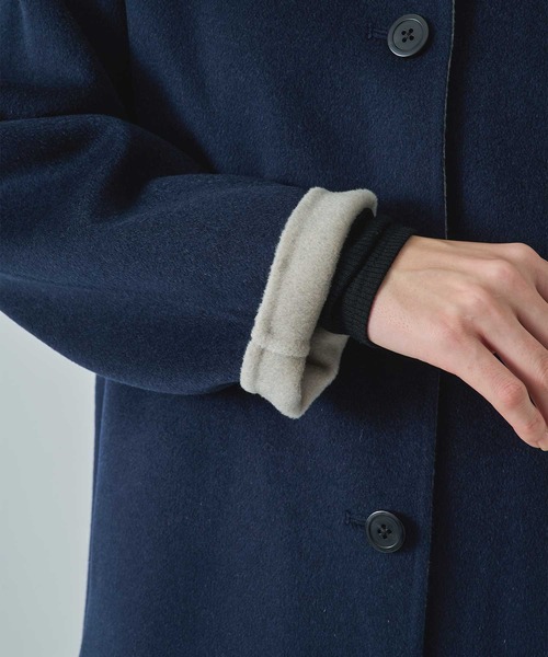 CASHMERE CASHMERE(カシミヤカシミヤ)の「【CASHMERE CASHMERE/カシミヤカシミヤ】CASHMERE/SILK/WOOL STAND OVER COAT/カシミヤシルクウールスタンドカラーオーバーコート/ロングコート(ステンカラーコート・レディース・ダークネイビー/ブラック・40/44)」の8枚目の写真