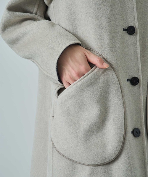 CASHMERE CASHMERE(カシミヤカシミヤ)の「【CASHMERE CASHMERE/カシミヤカシミヤ】CASHMERE/SILK/WOOL STAND OVER COAT/カシミヤシルクウールスタンドカラーオーバーコート/ロングコート(ステンカラーコート・レディース・ダークネイビー/ブラック・40/44)」の16枚目の写真