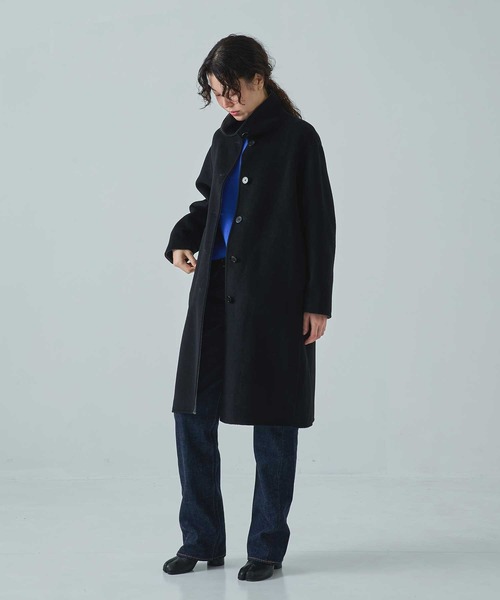CASHMERE CASHMERE(カシミヤカシミヤ)の「【CASHMERE CASHMERE/カシミヤカシミヤ】CASHMERE/SILK/WOOL STAND OVER COAT/カシミヤシルクウールスタンドカラーオーバーコート/ロングコート(ステンカラーコート・レディース・ダークネイビー/ブラック・40/44)」の21枚目の写真
