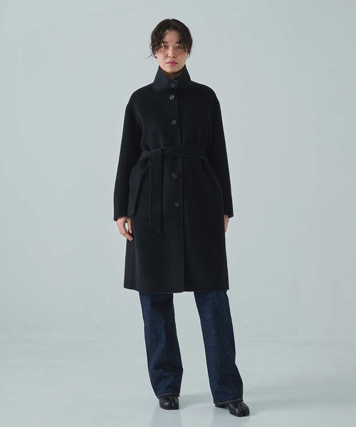 CASHMERE CASHMERE(カシミヤカシミヤ)の「【CASHMERE CASHMERE/カシミヤカシミヤ】CASHMERE/SILK/WOOL STAND OVER COAT/カシミヤシルクウールスタンドカラーオーバーコート/ロングコート(ステンカラーコート・レディース・ダークネイビー/ブラック・40/44)」の22枚目の写真