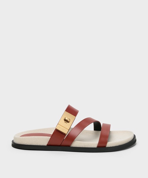 CHARLES & KEITH(チャールズ & キース)の「Aelin エイリン キャンバスメタリックバックル ストラッピーサンダル(サンダル・レディース・マルチ・23.5cm/23cm/22.5cm/25.5cm/25cm/24.5cm)」の4枚目の写真