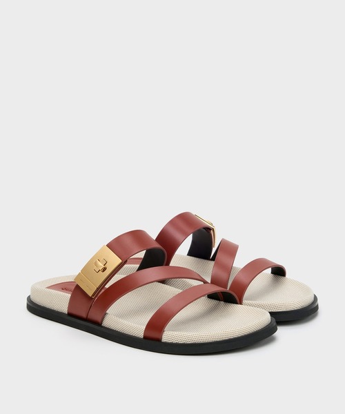 CHARLES & KEITH(チャールズ & キース)の「Aelin エイリン キャンバスメタリックバックル ストラッピーサンダル(サンダル・レディース・マルチ・23.5cm/23cm/22.5cm/25.5cm/25cm/24.5cm)」の3枚目の写真