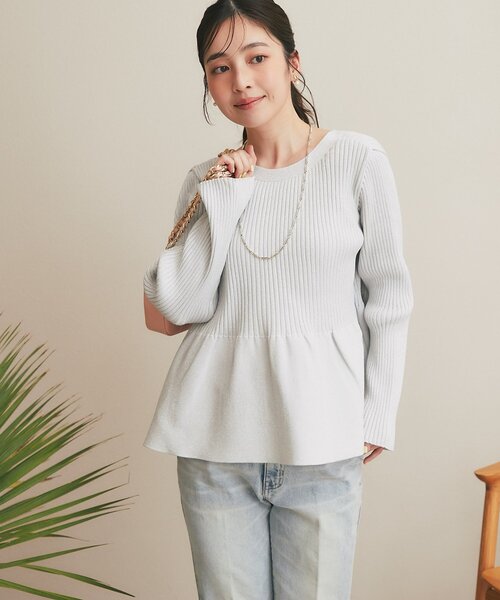 La boutique BonBon（ラブティックボンボン）の「【お上品きらきら】ラメペプラム前後２WAYカーディガン（カーディガン/ボレロ・レディース・ピンク/ネイビー/ライトグレー/ホワイト・FREE）」の21枚目の写真