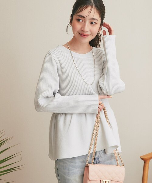 La boutique BonBon（ラブティックボンボン）の「【お上品きらきら】ラメペプラム前後２WAYカーディガン（カーディガン/ボレロ・レディース・ピンク/ネイビー/ライトグレー/ホワイト・FREE）」の22枚目の写真