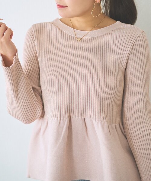 La boutique BonBon（ラブティックボンボン）の「【お上品きらきら】ラメペプラム前後２WAYカーディガン（カーディガン/ボレロ・レディース・ピンク/ネイビー/ライトグレー/ホワイト・FREE）」の9枚目の写真