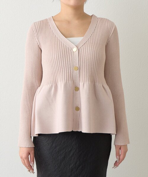 La boutique BonBon（ラブティックボンボン）の「【お上品きらきら】ラメペプラム前後２WAYカーディガン（カーディガン/ボレロ・レディース・ピンク/ネイビー/ライトグレー/ホワイト・FREE）」の12枚目の写真