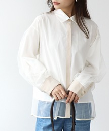 Jines | チュールレイヤード配色シャツ(シャツ/ブラウス)