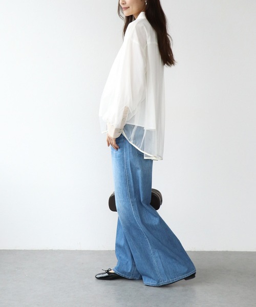 Jines(ジネス)の「チュールレイヤード配色シャツ(シャツ/ブラウス・レディース・グレー/カーキ/アイボリー・38)」の13枚目の写真