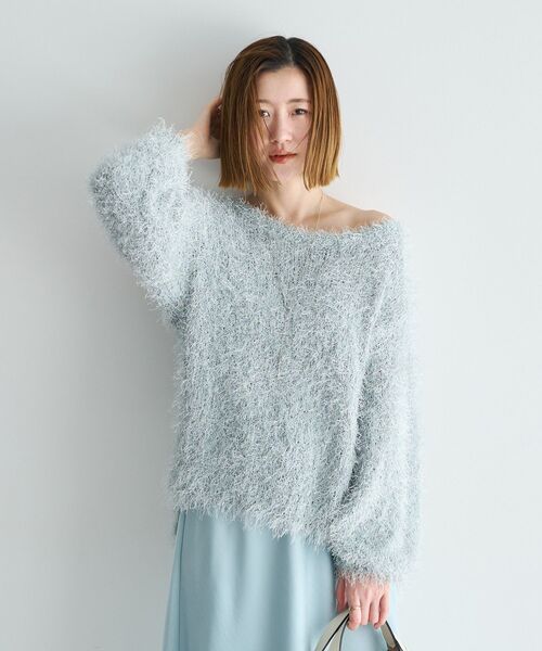 YECCA VECCA(イェッカヴェッカ)の「ラメ混シャギーニット(ニット/セーター・レディース・アイボリー/ピンク/ライトグレー・FREE)」の16枚目の写真