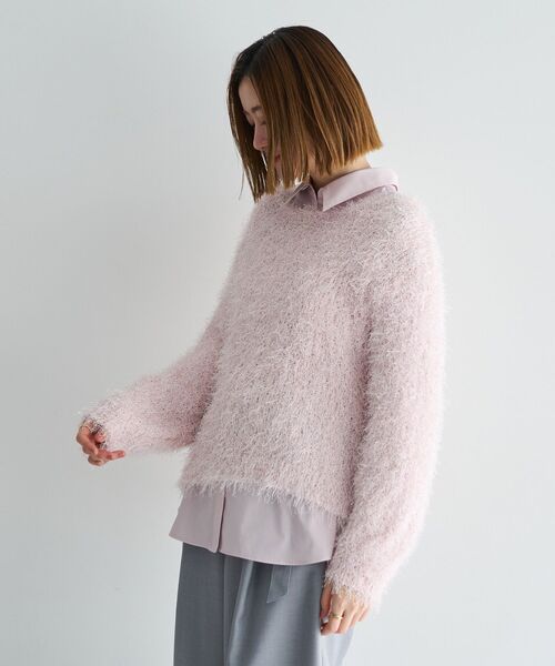 YECCA VECCA(イェッカヴェッカ)の「ラメ混シャギーニット(ニット/セーター・レディース・アイボリー/ピンク/ライトグレー・FREE)」の5枚目の写真