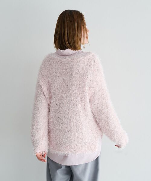 YECCA VECCA(イェッカヴェッカ)の「ラメ混シャギーニット(ニット/セーター・レディース・アイボリー/ピンク/ライトグレー・FREE)」の7枚目の写真