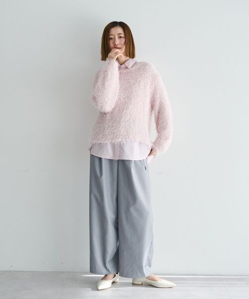 YECCA VECCA(イェッカヴェッカ)の「ラメ混シャギーニット(ニット/セーター・レディース・アイボリー/ピンク/ライトグレー・FREE)」の11枚目の写真