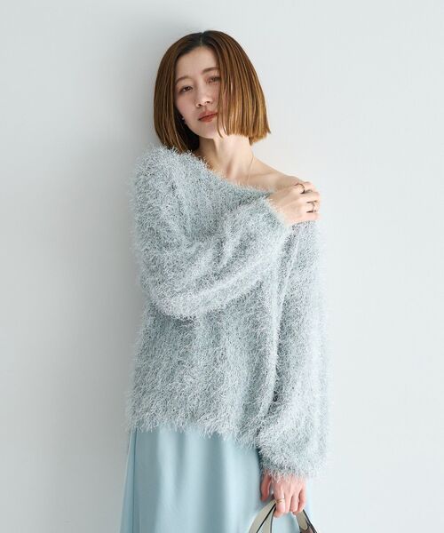 YECCA VECCA(イェッカヴェッカ)の「ラメ混シャギーニット(ニット/セーター・レディース・アイボリー/ピンク/ライトグレー・FREE)」の18枚目の写真